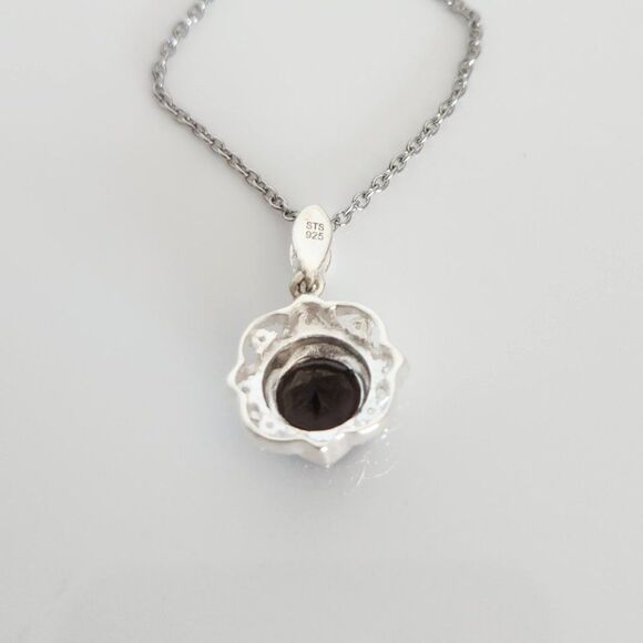 Smoky Quartz Pendant Necklace Stainless Steel Chain - Picture 9 of 9